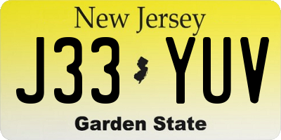 NJ license plate J33YUV