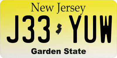 NJ license plate J33YUW