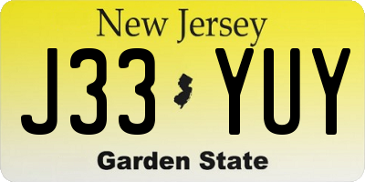 NJ license plate J33YUY