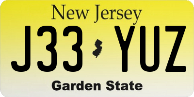 NJ license plate J33YUZ