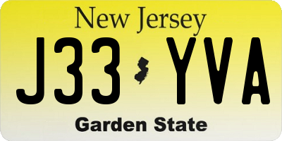 NJ license plate J33YVA