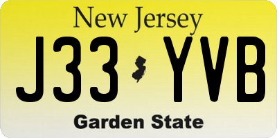 NJ license plate J33YVB