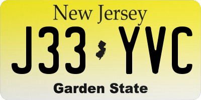 NJ license plate J33YVC