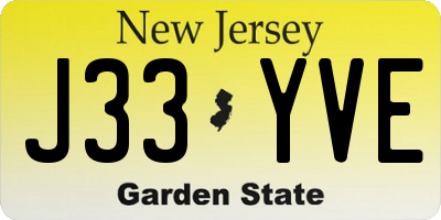 NJ license plate J33YVE