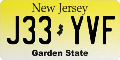 NJ license plate J33YVF