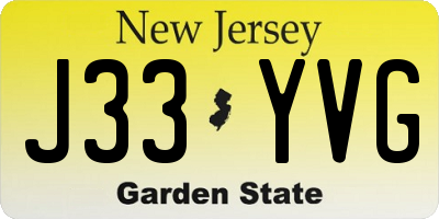 NJ license plate J33YVG