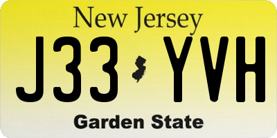 NJ license plate J33YVH