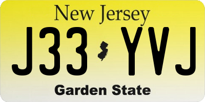 NJ license plate J33YVJ