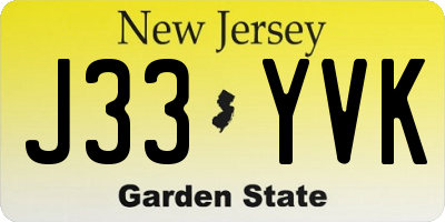 NJ license plate J33YVK