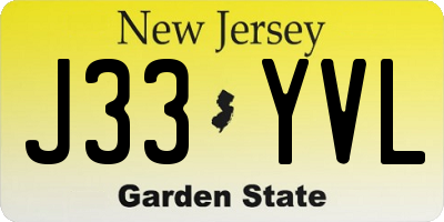 NJ license plate J33YVL