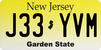 NJ license plate J33YVM