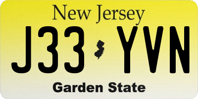 NJ license plate J33YVN