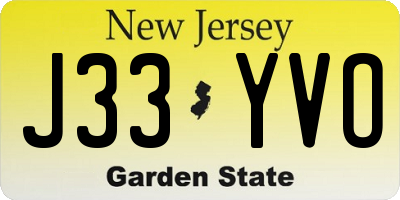 NJ license plate J33YVO