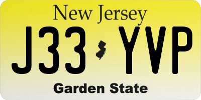 NJ license plate J33YVP