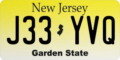 NJ license plate J33YVQ