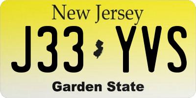 NJ license plate J33YVS