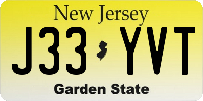 NJ license plate J33YVT