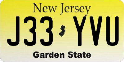 NJ license plate J33YVU