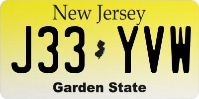 NJ license plate J33YVW