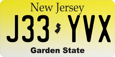 NJ license plate J33YVX