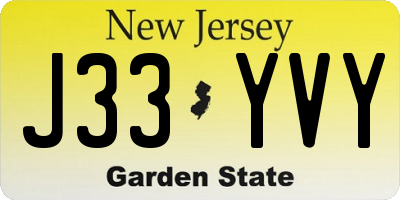 NJ license plate J33YVY