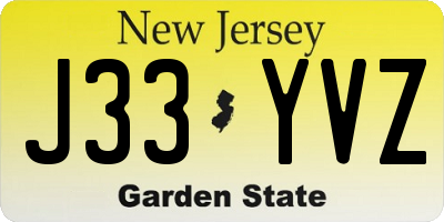 NJ license plate J33YVZ