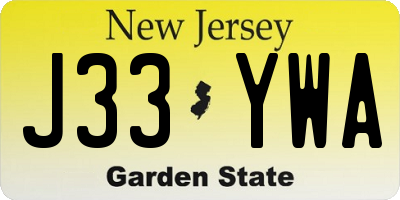 NJ license plate J33YWA