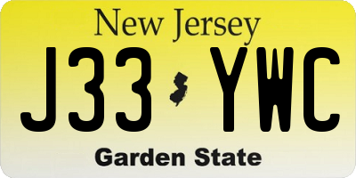 NJ license plate J33YWC