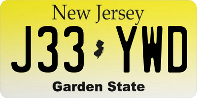 NJ license plate J33YWD