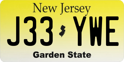 NJ license plate J33YWE