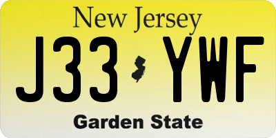 NJ license plate J33YWF