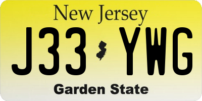 NJ license plate J33YWG