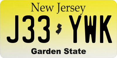 NJ license plate J33YWK