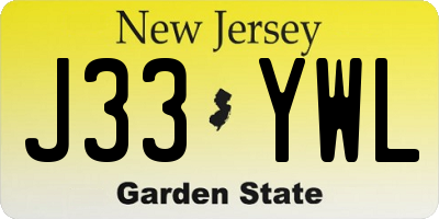 NJ license plate J33YWL