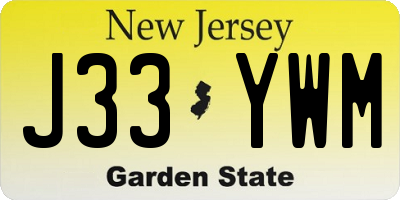 NJ license plate J33YWM