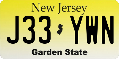 NJ license plate J33YWN