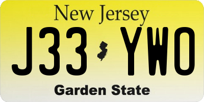 NJ license plate J33YWO