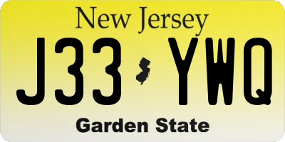 NJ license plate J33YWQ