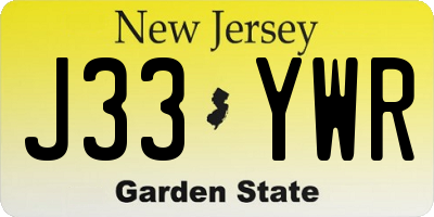 NJ license plate J33YWR