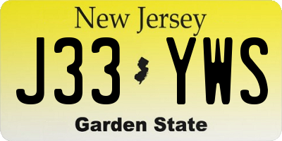 NJ license plate J33YWS