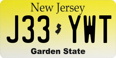 NJ license plate J33YWT