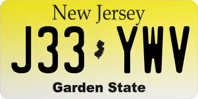 NJ license plate J33YWV