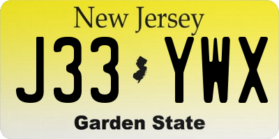 NJ license plate J33YWX