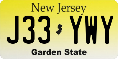 NJ license plate J33YWY