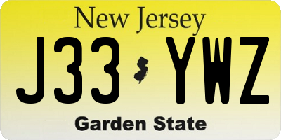 NJ license plate J33YWZ