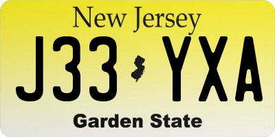 NJ license plate J33YXA