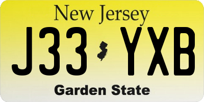 NJ license plate J33YXB