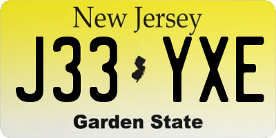 NJ license plate J33YXE