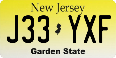 NJ license plate J33YXF