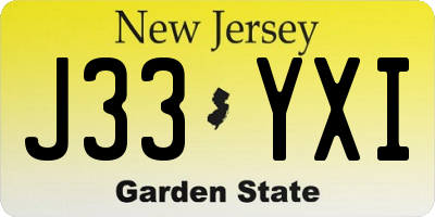 NJ license plate J33YXI